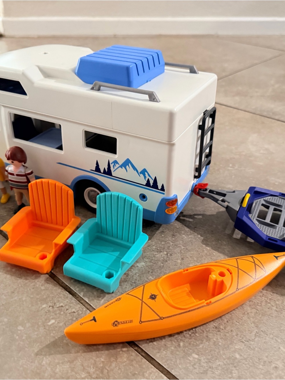 Lot of Playmobil Toys - Camper, Bus, Police and Figures